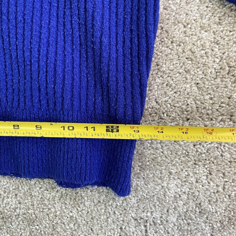 Lucky YY Sweater Womens Small Blue Crew Neck Puff 3/4 Sleeve Chunky Knit - Picture 7 of 9